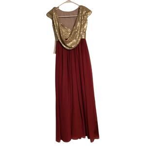 2726 NWT Jasmine B203012 Long Boat Neckline Sequin & Poly Chiffon Bridesmaid